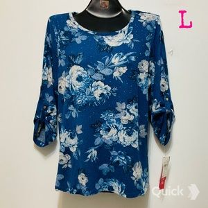 L - NWT Cathy Daniels Separate Hacci 3/4 Sleeve Top